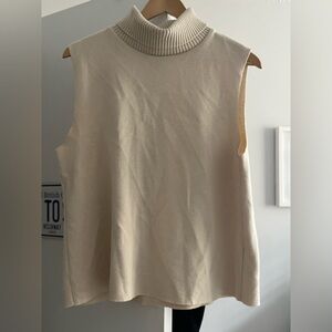 Zara Cream Sleeveless Turtleneck Top